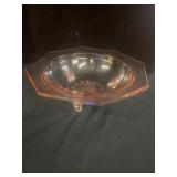 Pink Depression Glass Floral Design Large Serving