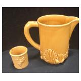 Bordallo Pinheiro Ceramic Pitcher And Small Cup