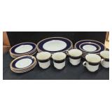 25 pc Mikasa Imperial Blue  Ivory China