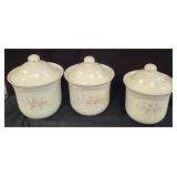 3 pc Pfaltzgraff Tea Rose Canisters