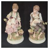 Andrea by Sadek Bisque Porcelain  Farm Boy & Girl