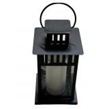 Pair Black Metal Lanterns wï¿½ NON Flamable Candle
