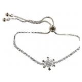 Brilliant White Topaz Snowflake Bolo Bracelet