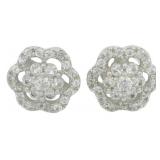 Antique Style White Sapphire Stud Earrings