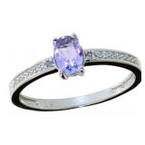 Oval Natural Tanzanite & Diamond Ring