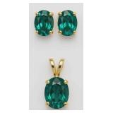 10kt Gold 4.00 ct Emerald Earring & Pendant Set