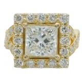 14kt Gold 3.83 ct Princess Cut Lab Diamond Ring