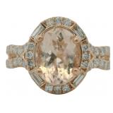 14kt Gold 2.13 ct Natural Morganite & Diamond Ring