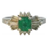 Platinum .90 ct Natural Emerald & VS Diamond Ring