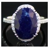 14kt Gold 10.99 ct GIA Sapphire & Diamond Ring