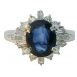 Platinum 1.36 ct Natural Sapphire & Diamond Ring
