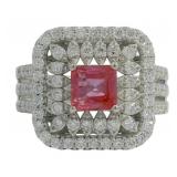 Princess Cut 2.25 ct Pink Sapphire & Diamond Ring