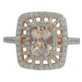 Quality 1.75 ct Natural Morganite & Zircon Ring