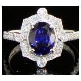 14kt Gold Oval 2.15 ct Sapphire & Diamond Ring