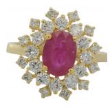 Natural 2.63 ct Oval Ruby & VS Lab Diamond Ring