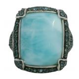 Elegant 6.30 ct Natural Larimar Ring