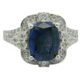 14kt Gold 3.45 ct Sapphire & Diamond Ring