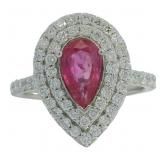 Pear Cut 2.55 ct Pink Sapphire & Diamond Ring