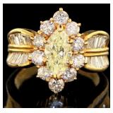 18kt Gold 3.02 ct Natural Marquise Diamond Ring