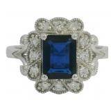Emerald Cut 1.75 ct Sapphire & Diamond Ring