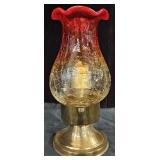 Vintage MCM Amberina Crackle Glass Candle Holder