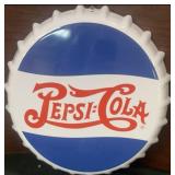Large Embossed Pepsi Cola Bottle Cap Sign