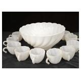 Vintage MilkGlass Swirl Bowl 13p Set