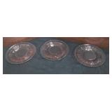 3 pink Anchor  depression glass plate