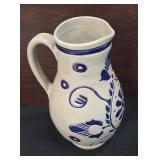 Salt-Glazed Stoneware Pitcher Featuring a Cobalt