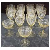 Lancaster Yellow 13 Piece Depression Glass