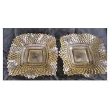 Vintage Federal Glass Ruffled Edge Square Candy