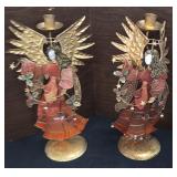 2 Decorative Metal Angel Candle Holder