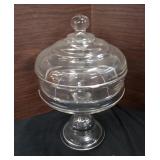 Glass Candlewick Pattern Large Lidded Compote