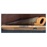 Old Hand Saw Wooden Level