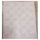 Vintage Hand-Embroidered Farm Quilt (68x55)
