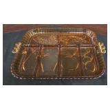 vintage Indiana Glass Amber Divided Relish