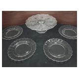 vintage  Crystal Glass Quintec Cake Stand and