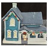 Blue Victorian-style Christmas village House