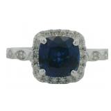 14k Gold 2.25 ct Cushion Sapphire & Diamond Ring