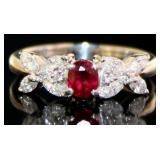 Platinum 1.28 ct Natural Ruby & Diamond Ring