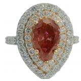 Fancy 4.30 ct Pink Pear Cut VS Lab Diamond Ring