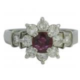 Platinum 1.41 ct Natural Ruby & Diamond Ring