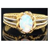 Platinum/Gold 1.10 ct Natural Opal Solitaire Ring