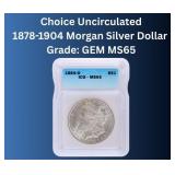 MS65 GEM GRADE 1878-1904 Morgan Silver Dollar