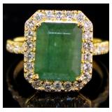 Natural 5.21 ct Emerald & VS Lab Diamond Ring