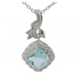 Cushion Cut 1.50 ct Aquamarine & Diamond Necklace