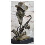 SAXAPHONE PLAYER BRONZE BUST