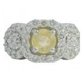 Round 2.15 ct Lab Yellow Saphhire & Diamond Ring