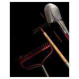 (2) Rakes, Shovel & Grub Hoe