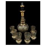 Gold Trim Decanter & Glasses